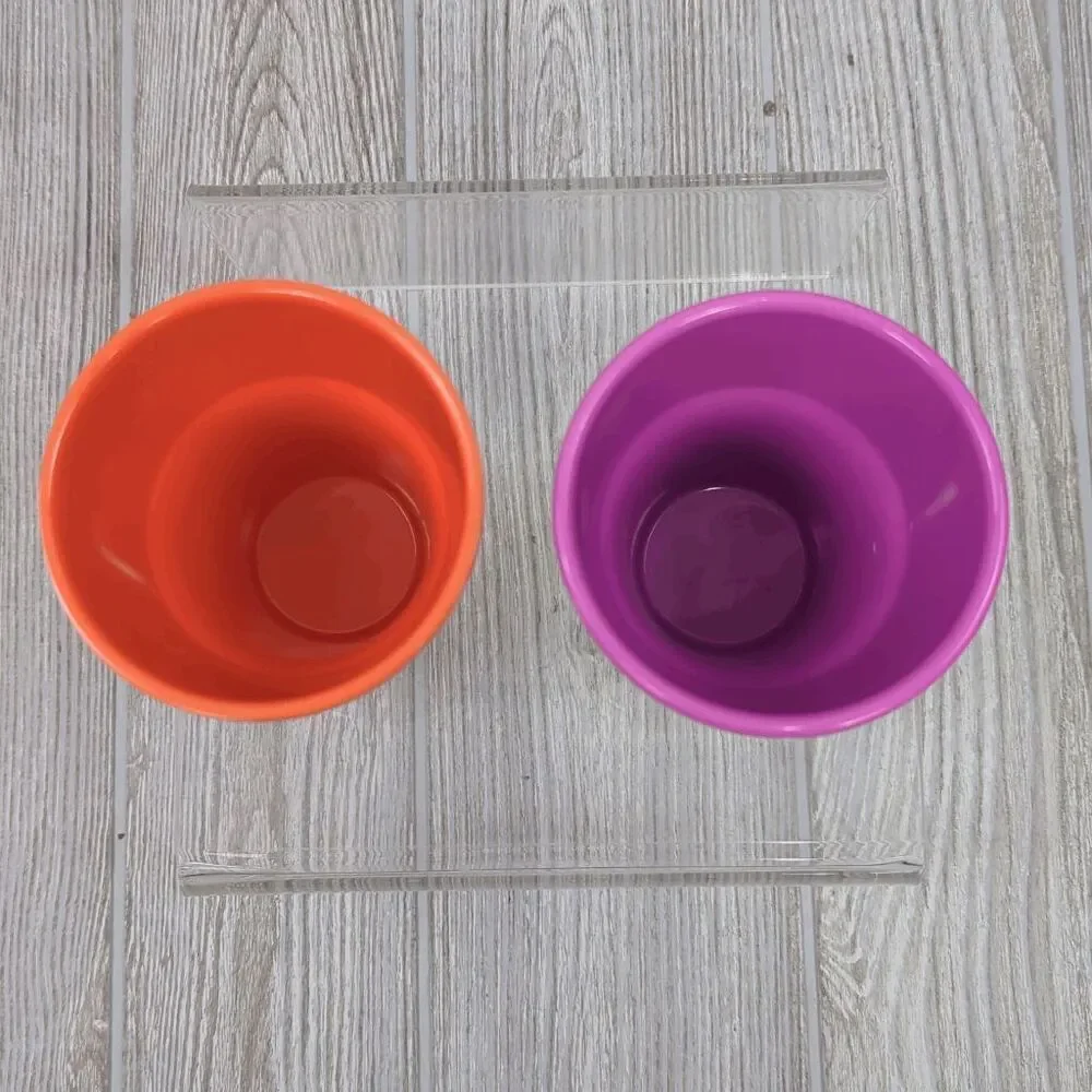 Vintage Lot of 2 Libbey Ice Cream Cone Glasses Purple Orange Melamine